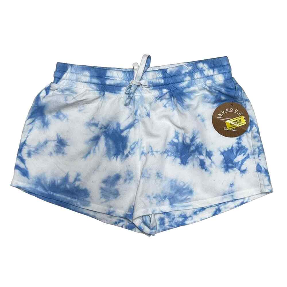 Sundown by Splendid Blue & White Tie Dye Drawstring Shorts Size Small NWT